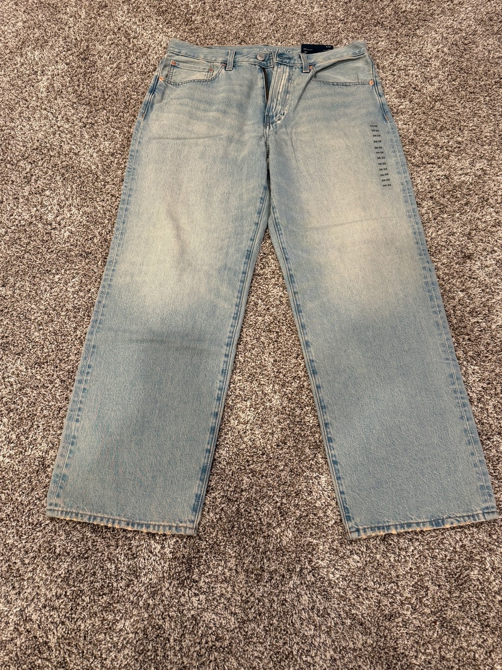 American Eagle Men’s Loose Jeans 34x32 Light Wash NWT AE Baggy Wide Leg